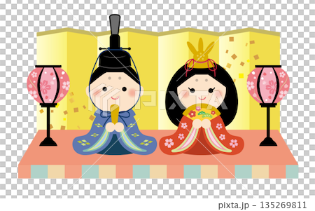 かわいい雛人形のイラスト　ひなまつり 135269811