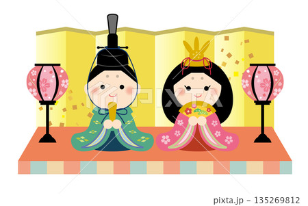 かわいい雛人形のイラスト　ひなまつり 135269812
