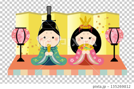 可愛的雛人偶插畫 - 雛祭 135269812