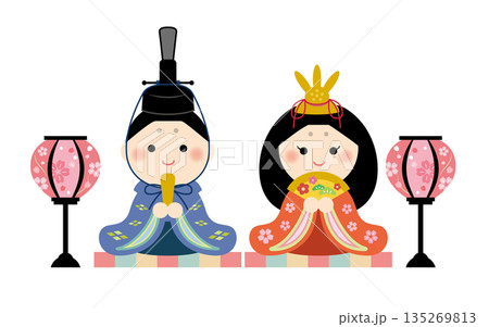 かわいい雛人形のイラスト ひなまつり かわいい雛人形のイラスト ひなまつり 135269813