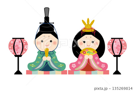 かわいい雛人形のイラスト ひなまつり かわいい雛人形のイラスト ひなまつり 135269814