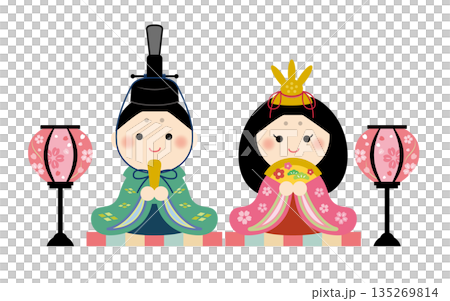 Cute Hina Doll Illustration - Hinamatsuri Cute Hina Doll Illustration - Hinamatsuri 135269814