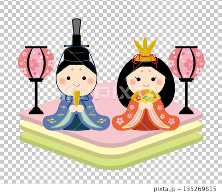 可愛的雛人偶插畫 - 雛祭 135269815