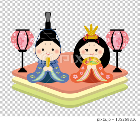 かわいい雛人形のイラスト ひなまつり かわいい雛人形のイラスト ひなまつり 135269816