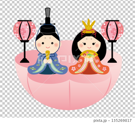可愛的雛人偶插畫 - 雛祭 可愛的雛人偶插畫 - 雛祭 135269817