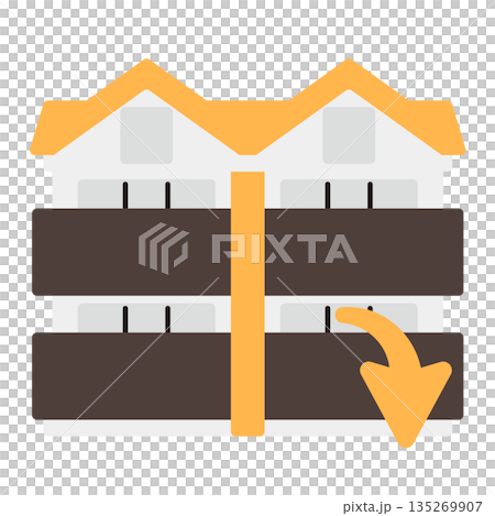 Simple apartment icon + down arrow 135269907