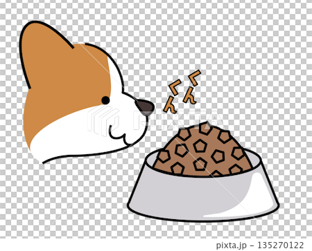 一幅可愛的柯基犬等待食物的插圖 一幅可愛的柯基犬等待食物的插圖 135270122