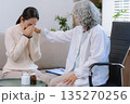Female patient receiving therapy for depression and stress in a psychiatric clinic. 135270256
