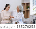 Female patient receiving therapy for depression and stress in a psychiatric clinic. 135270258