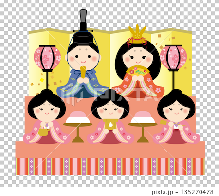 かわいいひな段のイラスト ひな祭り かわいいひな段のイラスト ひな祭り 135270478
