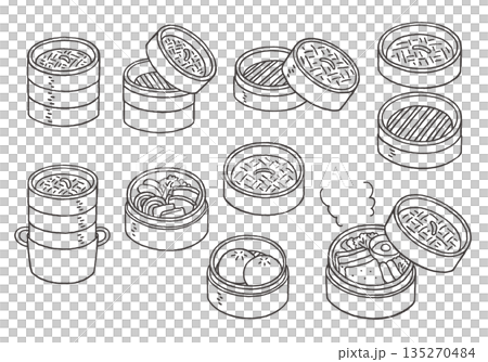 手繪蒸氣船插圖集（單色） 135270484