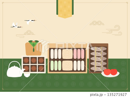 Vector illustrations of Korean traditional gifts. Vector illustrations of Korean traditional gifts. 135271927