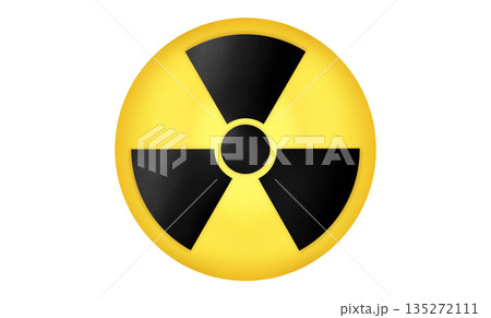 International Ionizing Radiation Danger Symbol, Trefoil Radioactive Warning Sign, Nuclear Power Plant Generating Clean Energy, Sustainable Future Technology, Industrial Architecture 135272111