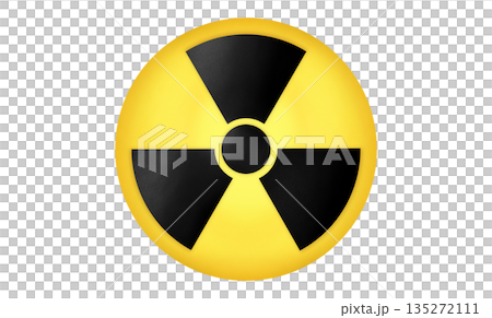 International Ionizing Radiation Danger Symbol, Trefoil Radioactive Warning Sign, Nuclear Power Plant Generating Clean Energy, Sustainable Future Technology, Industrial Architecture 135272111