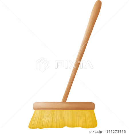 Stiff bristle brush with a long handle cartoon hand drawn transparency illustration Stiff bristle brush with a long handle cartoon hand drawn transparency illustration 135273536