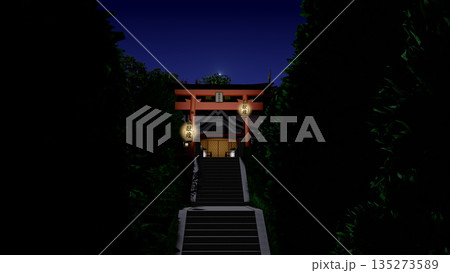 アニメーションの背景に使える『夜の神社』 135273589