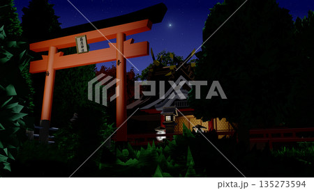 アニメーションの背景に使える『夜の神社』 135273594