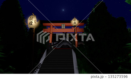 アニメーションの背景に使える『夜の神社』 135273596