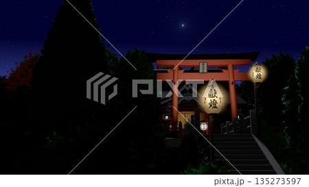 アニメーションの背景に使える『夜の神社』 135273597