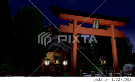 アニメーションの背景に使える『夜の神社』 135273598