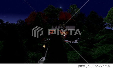 アニメーションの背景に使える『夜の神社』 アニメーションの背景に使える『夜の神社』 135273600