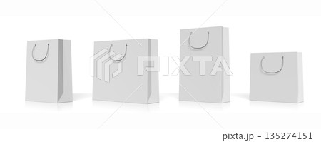 Four shopping bags on white background - 3D illustration 135274151