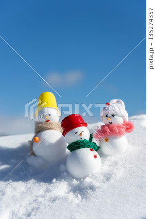 雪原と雪だるまたち 雪原と雪だるまたち 135274357
