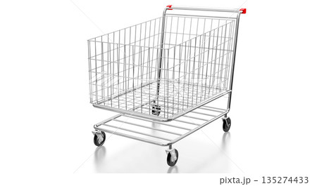 Shopping cart isolated on white background - 3D illustration Shopping cart isolated on white background - 3D illustration 135274433