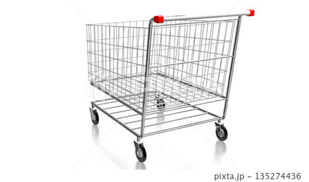 Shopping cart isolated on white background - 3D illustration 135274436