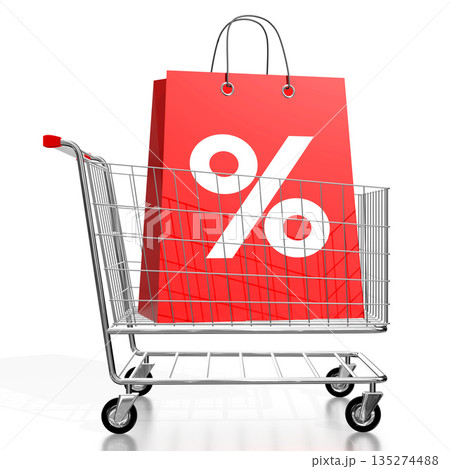 Shopping bag, cart - sale concept - 3D illustration 135274488