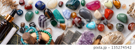 Spiritual Healing Tools with Crystals and Ritual Objects Spiritual Healing Tools with Crystals and Ritual Objects 135274542