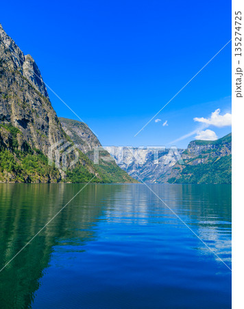 Tourism and travel. Mountains and fjord in Norway. 135274725