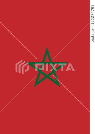 Morocco vertical flag in official colors, dimensions and aspect ratio. Vector flag symbolizing national pride, identity, heritage, patriotism and authority 135274795