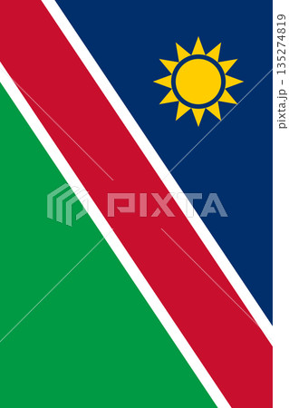Namibia vertical flag in official colors, dimensions and aspect ratio. Vector flag symbolizing national pride, identity, heritage, patriotism and authority Namibia vertical flag in official colors, dimensions and aspect ratio. Vector flag symbolizing national pride, identity, heritage, patriotism and authority 135274819