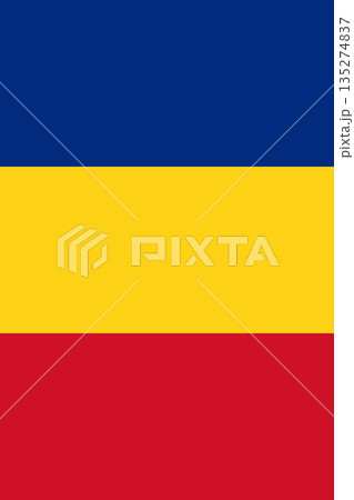 Romania vertical flag in official colors, dimensions and aspect ratio. Vector flag symbolizing national pride, identity, heritage, patriotism and authority Romania vertical flag in official colors, dimensions and aspect ratio. Vector flag symbolizing national pride, identity, heritage, patriotism and authority 135274837
