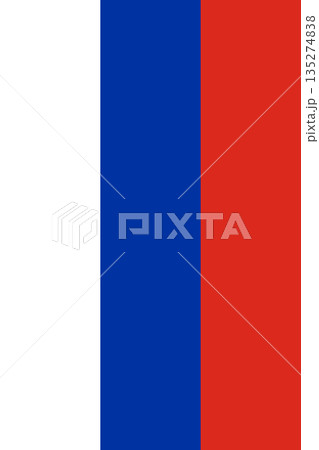 Russia vertical flag in official colors, dimensions and aspect ratio. Vector flag symbolizing national pride, identity, heritage, patriotism and authority 135274838