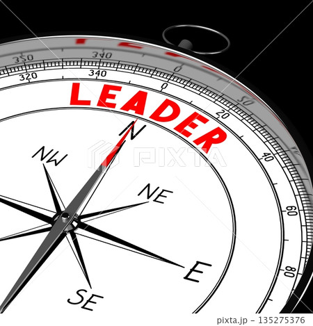Leader - compass on black background - 3D illustration Leader - compass on black background - 3D illustration 135275376