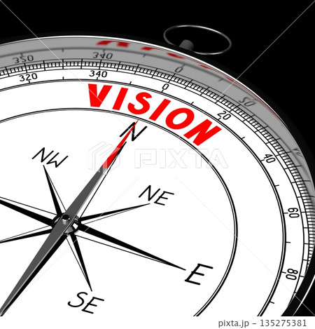 Vision - compass on black background - 3D illustration Vision - compass on black background - 3D illustration 135275381