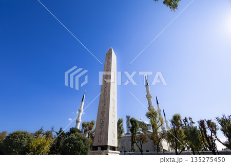 イスタンブールのテオドシウスのオベリスクとスルタンアフメトモスク 135275450