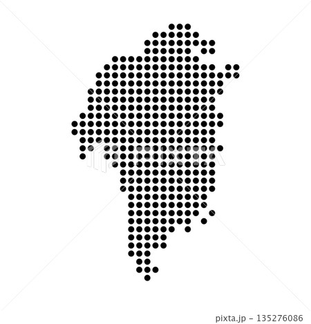 Greenland dotted map. Black spot pixel illustration isolated on white background. Vector circle mosaic. 135276086