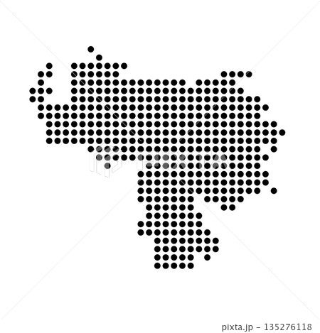 Venezuela country dotted map. Black spot pixel illustration isolated on white background. Vector circle mosaic. Venezuela country dotted map. Black spot pixel illustration isolated on white background. Vector circle mosaic. 135276118