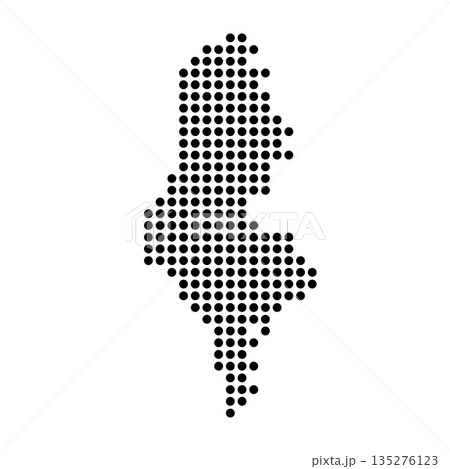 Tunisia country dotted map. Black spot pixel illustration isolated on white background. Vector circle mosaic. 135276123