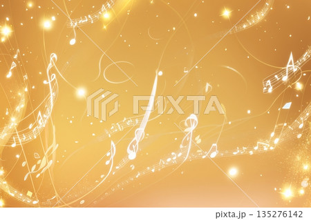 きらめく音符が空間を彩る音楽コンセプトのイラスト素材 [135276142] - PIXTA