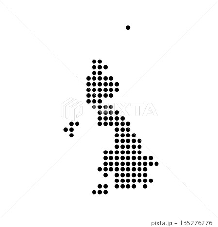 United Kingdom country dotted map. Black spot pixel illustration isolated on white background. Vector circle mosaic. United Kingdom country dotted map. Black spot pixel illustration isolated on white background. Vector circle mosaic. 135276276