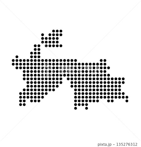 Tajikistan country dotted map. Black spot pixel illustration isolated on white background. Vector circle mosaic. Tajikistan country dotted map. Black spot pixel illustration isolated on white background. Vector circle mosaic. 135276312