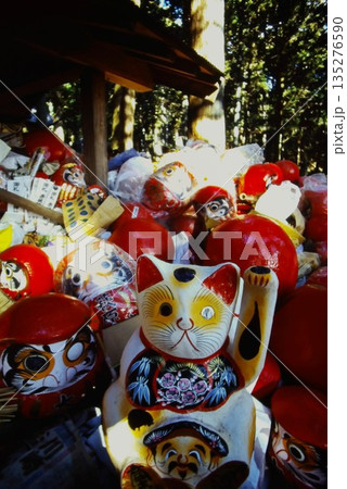 神社に奉納された招き猫とだるまの群像 神社に奉納された招き猫とだるまの群像 135276590