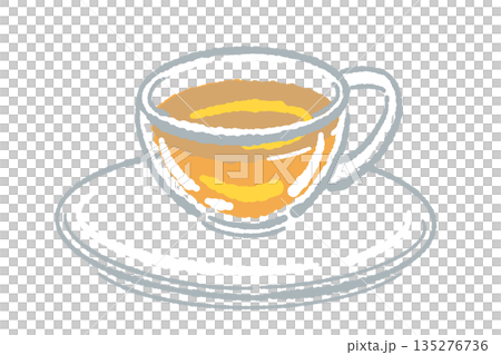 Hand-drawn glass herbal tea set illustration (teapot and cups) 135276736