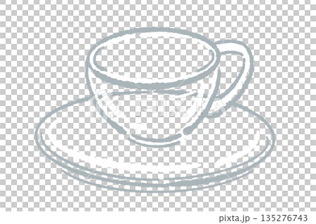 手繪玻璃花草茶具套裝插圖（茶壺和茶杯） 135276743