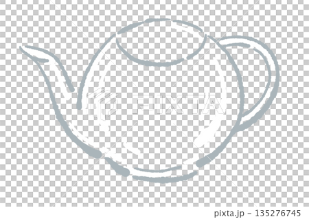 手繪玻璃花草茶具套裝插圖（茶壺和茶杯） 135276745