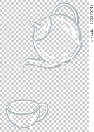 Hand-drawn glass herbal tea set illustration (teapot and cups) Hand-drawn glass herbal tea set illustration (teapot and cups) 135276748